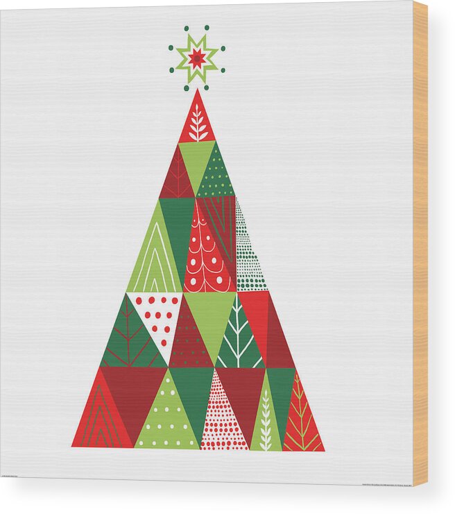 Christmas Wood Print featuring the painting Geometric Holiday Trees I by Michael Mullan