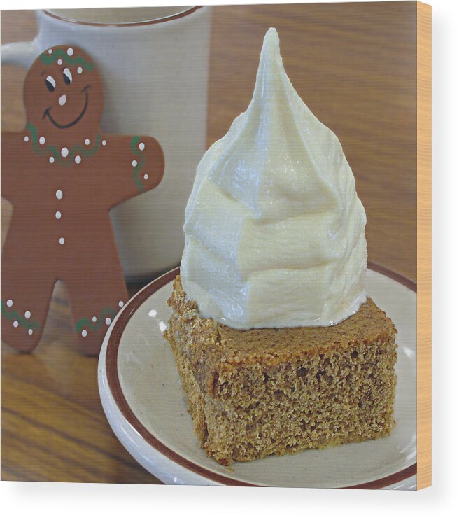 Gingerbread Wood Print featuring the photograph Gingerbread and Ice Cream by Suzy Piatt