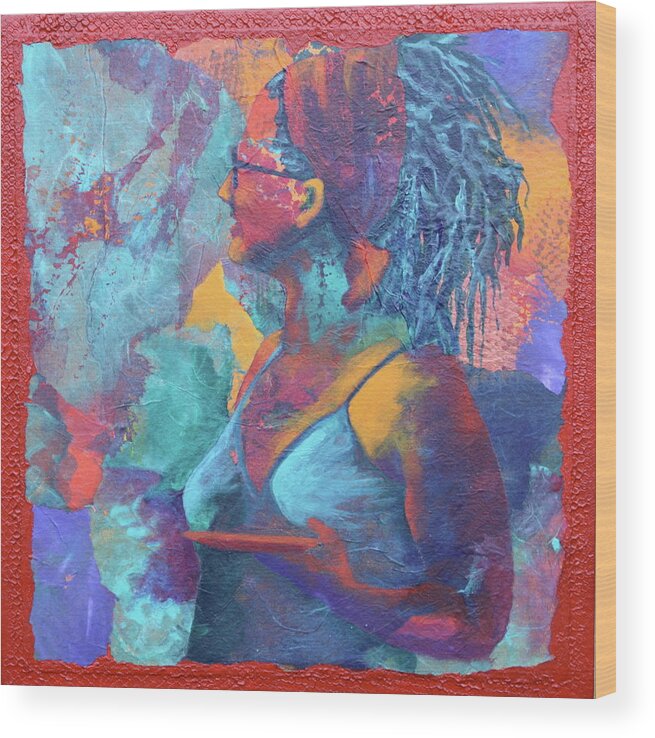 People Wood Print featuring the painting Girl With Dreads by Nancy Jolley