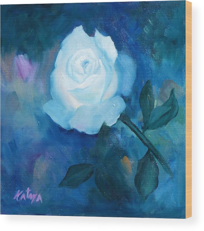 Rose Wood Print featuring the painting Glowing From Within by Nataya Crow