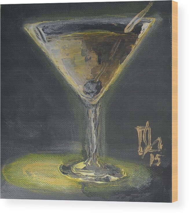 Martini Wood Print featuring the painting Gold Martini by Lee Stockwell