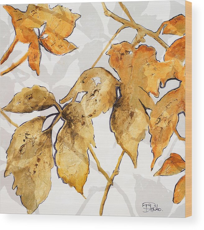 Gold Wood Print featuring the mixed media Gold Shadows II by Patricia Pinto