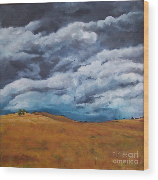 Field Wood Print featuring the painting Golden Fields by Kathy Laughlin