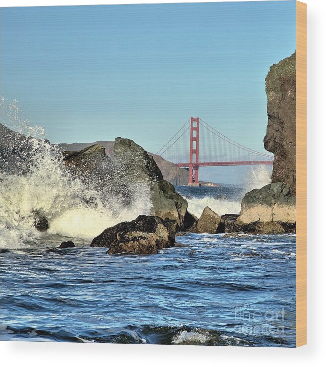 San Francisco Wood Print featuring the photograph Golden Gate Surf by Roxie Crouch