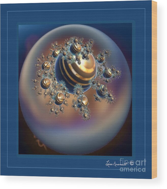 Abstract Wood Print featuring the digital art Golden Globe by Leona Arsenault
