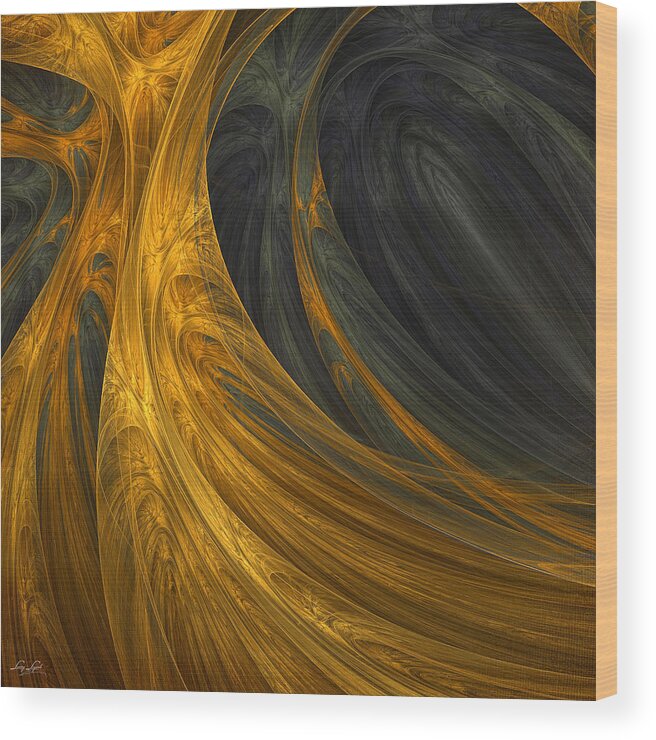 Gold Abstract Wood Print featuring the digital art Gold's Grace by Lourry Legarde