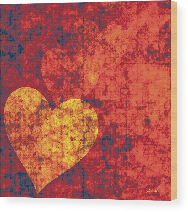 Hearts Wood Print featuring the painting Graffiti Hearts by The Art of Marsha Charlebois