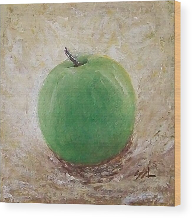 Still Life Wood Print featuring the painting Granny Smith by Jane See