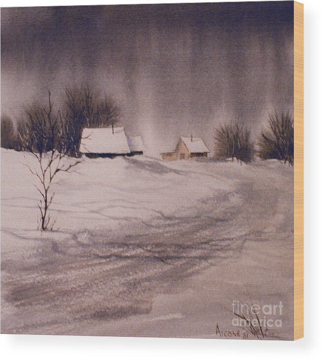 Gray Day Wood Print featuring the painting Gray Day by Teresa Ascone