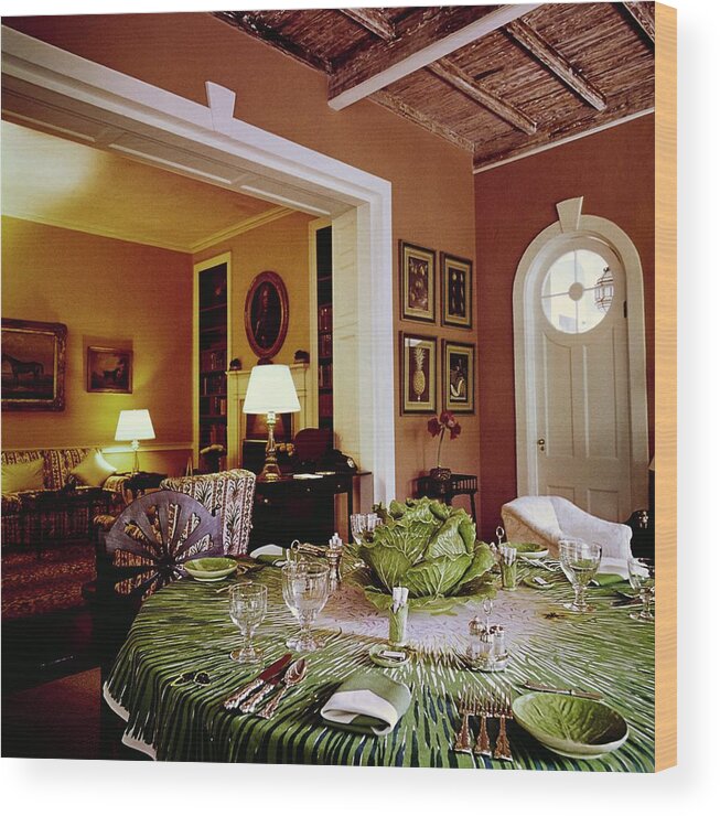Food Wood Print featuring the photograph Graycliff Dining Area by Horst P. Horst