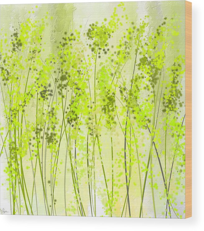 Light Green Wood Print featuring the painting Green Abstract Art by Lourry Legarde