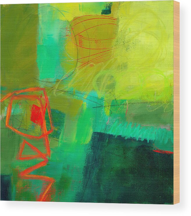 Color Wood Print featuring the painting Green and Red #1 by Jane Davies