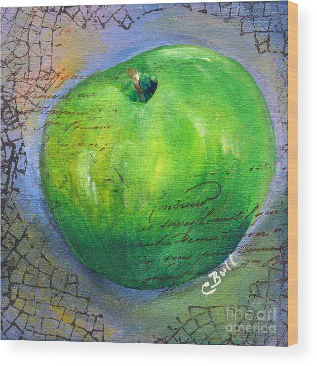 Green Apple Wood Print featuring the painting Green Apple by Claire Bull