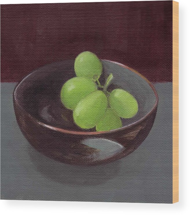 Green Wood Print featuring the painting Green Grapes by Kazumi Whitemoon