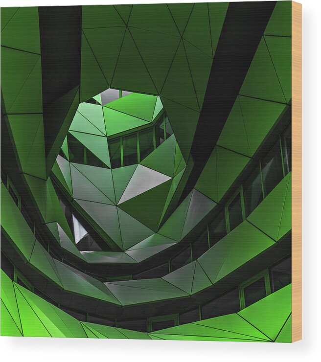 Architecture Wood Print featuring the photograph Green Offices by Gilbert Claes