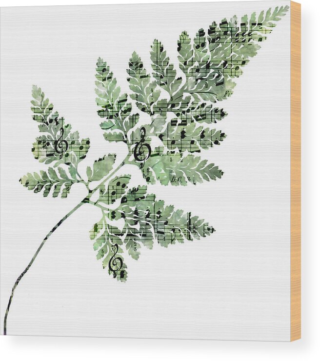Fern Leaf Wood Print featuring the photograph Happy Adventure Music Fern by Sandra Foster