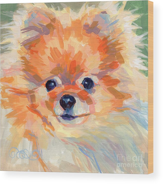 Pomeranian Wood Print featuring the painting Hardley A Hadley by Kimberly Santini
