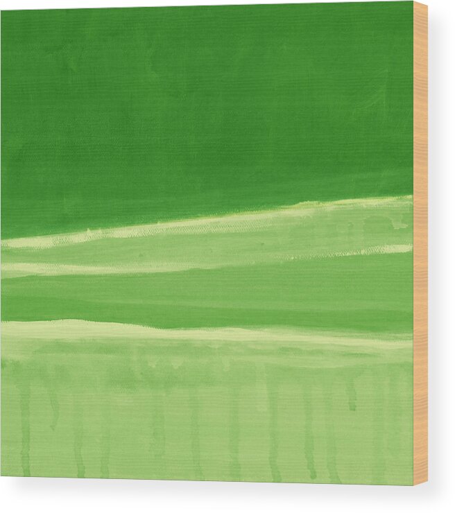 Abstract Painting Wood Print featuring the painting Harmony In Green by Linda Woods