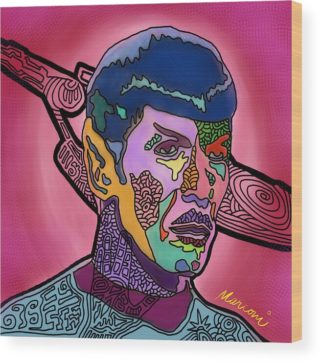 Spock Wood Print featuring the digital art He Lived and Prospered by Marconi Calindas