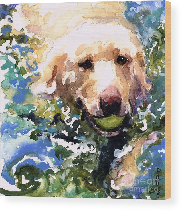 Water Retrieve Wood Print featuring the painting Head Above Water by Molly Poole