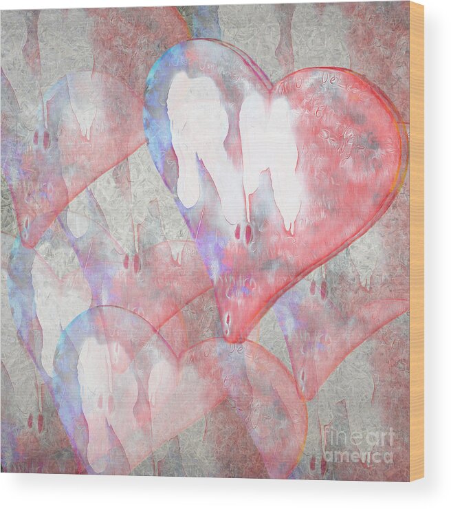 Abstract Wood Print featuring the photograph Hearts 15 Square by Edward Fielding