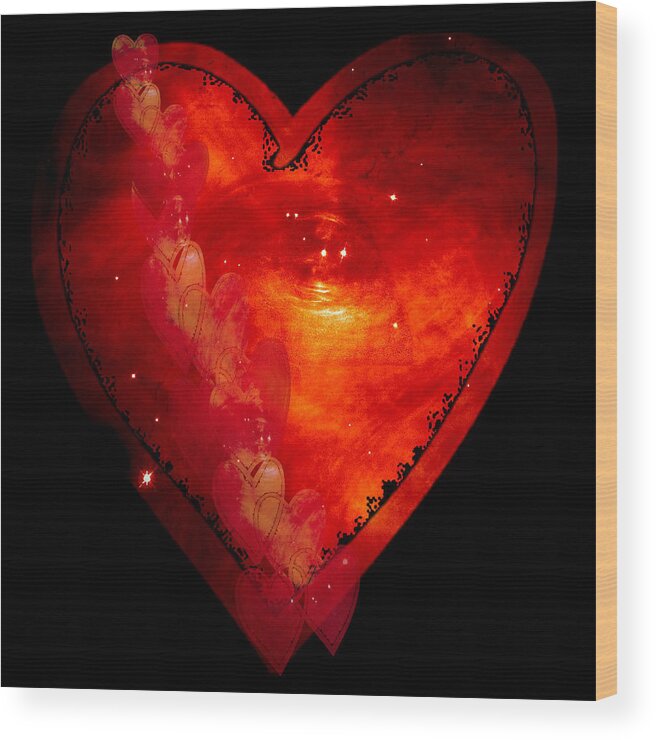 Valentine Wood Print featuring the photograph Hearts in Space I by Marianne Campolongo