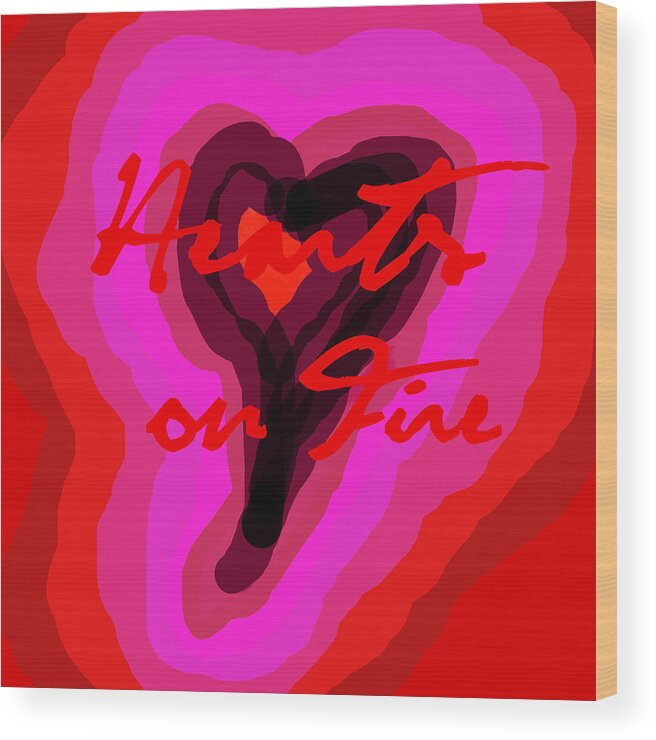 Valentine Wood Print featuring the photograph Hearts On Fire by Suzanne Powers