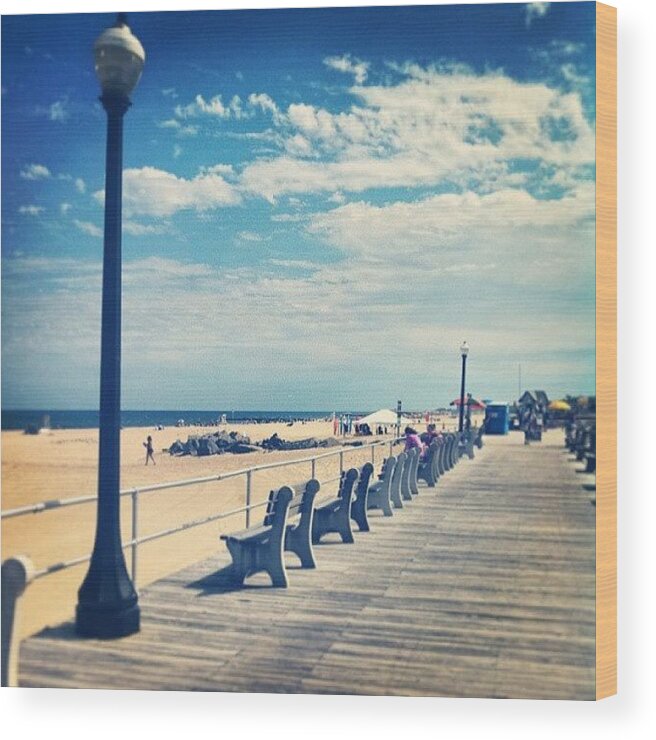 Boardwalk Wood Print featuring the photograph On the Atlantic Boardwalk by Kinsey Rabold