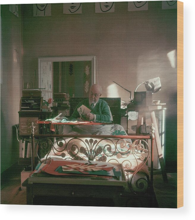 Artist Wood Print featuring the photograph Henri Matisse In Bed by Clifford Coffin