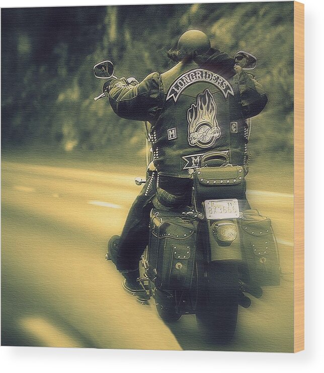Photo Of A Motorcycle Wood Print featuring the photograph Motorcycle Rider by Marysue Ryan