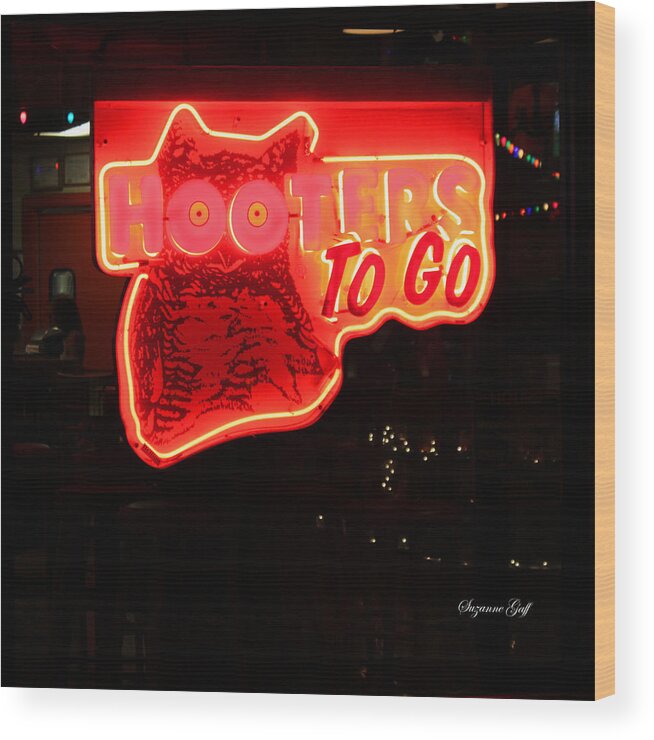 Sign Wood Print featuring the photograph Hooters by Suzanne Gaff