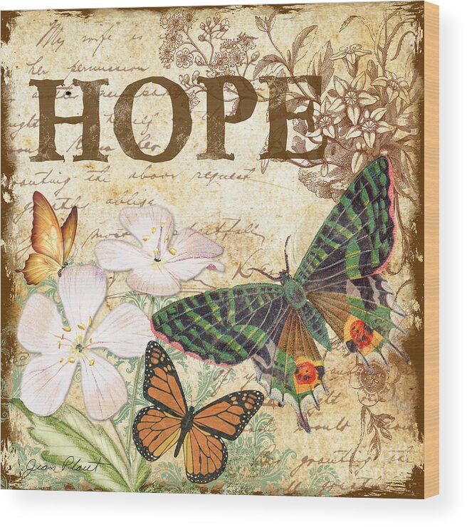 Digital Art Wood Print featuring the digital art Hope and Butterflies by Jean Plout