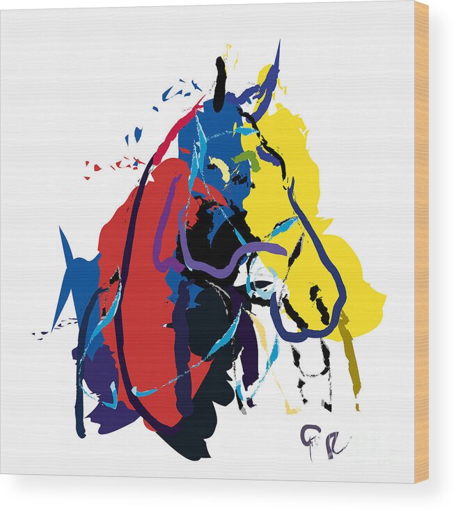 Horse Portrait Wood Print featuring the painting Horse- Zam by Go Van Kampen