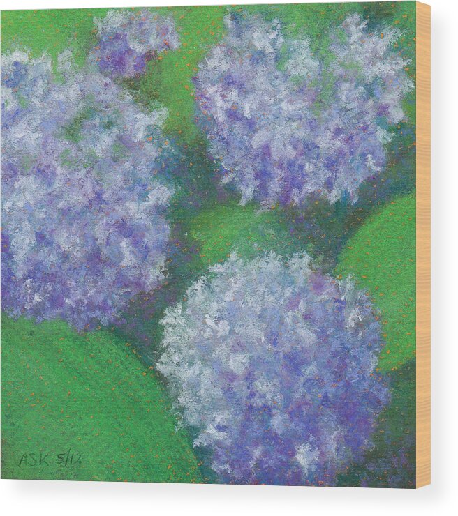 Floral Wood Print featuring the pastel Hydrangea by Anne Katzeff