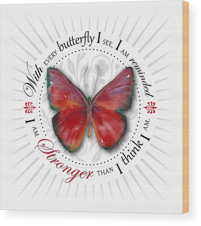 Butterfly Butterflies Wood Print featuring the painting I am stronger than I think I am by Amy Kirkpatrick