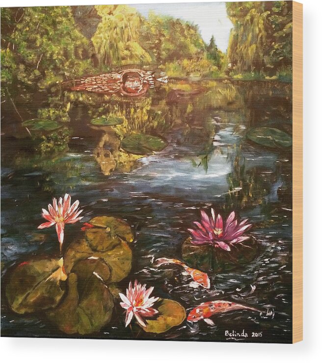 Koi Wood Print featuring the painting I Want To Be Where You Are by Belinda Low