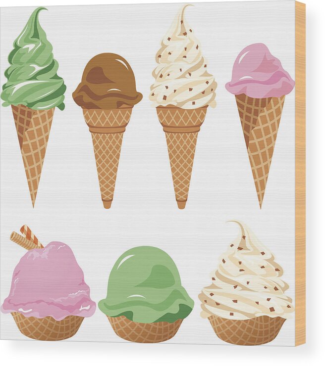 Unhealthy Eating Wood Print featuring the drawing Ice-Cream Cone by Exxorian