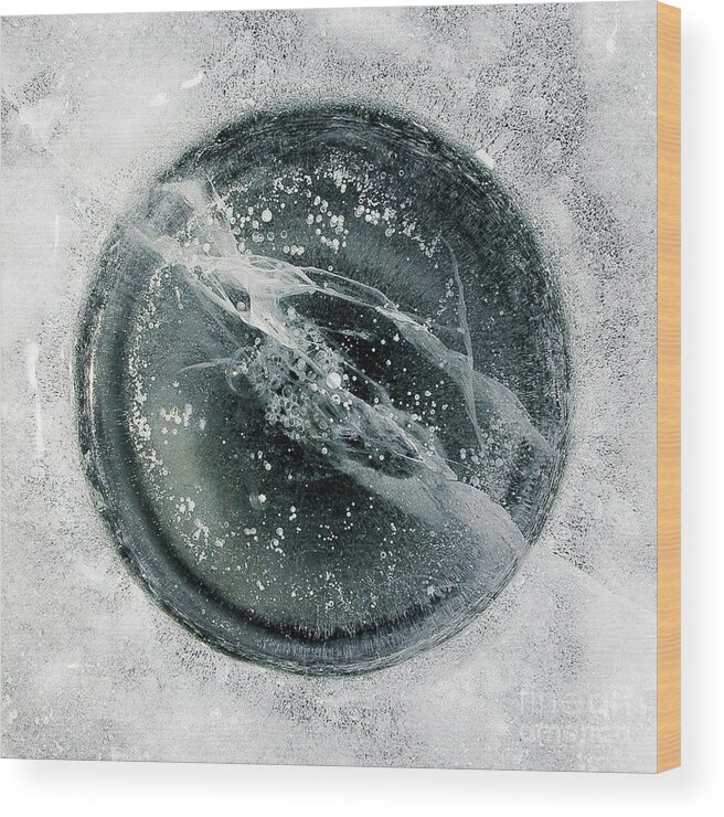 Ice Wood Print featuring the photograph Ice Fishing Hole 8 by Steven Ralser