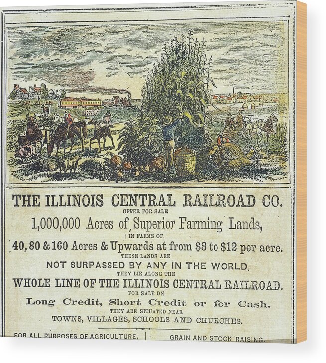 1864 Wood Print featuring the painting Illinois Railroad Company by Granger
