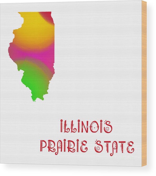 Andee Design Wood Print featuring the digital art Illinois State Map Collection 2 by Andee Design