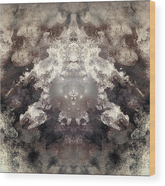 Inkblot Wood Print featuring the painting Illusions of Smoke by Melissa Bittinger