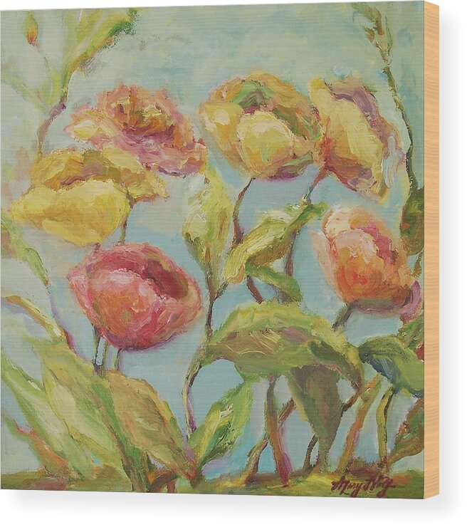 Floral Wood Print featuring the painting Impressionist Floral Painting by Mary Wolf