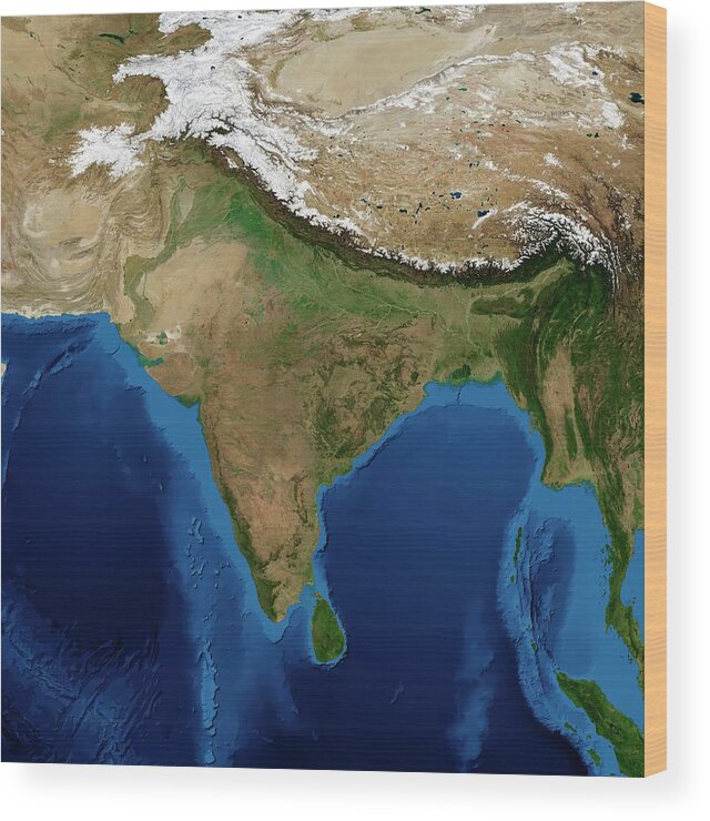 Earth Wood Print featuring the photograph India by Nasa