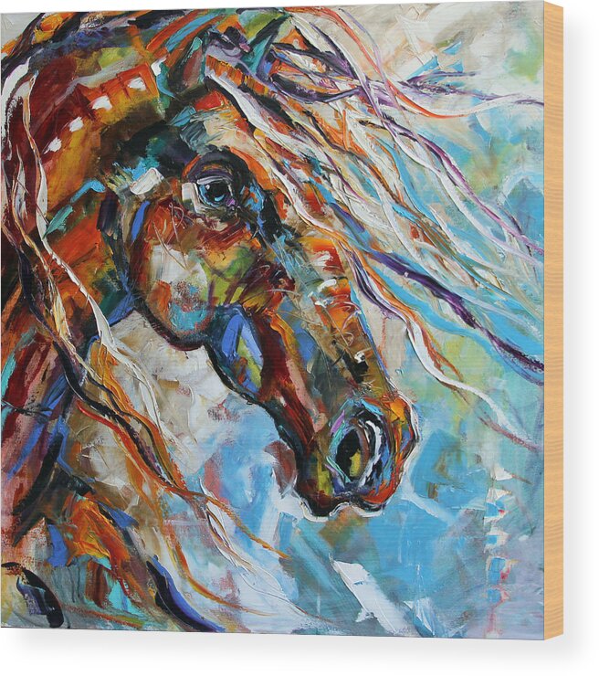 Horse Paintings Wood Print featuring the painting Indian Paint Pony by Laurie Pace