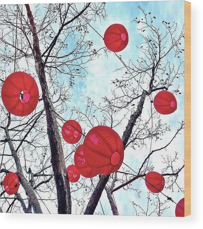 Redthursday_circles Wood Print featuring the photograph Look Up by Julie Gebhardt