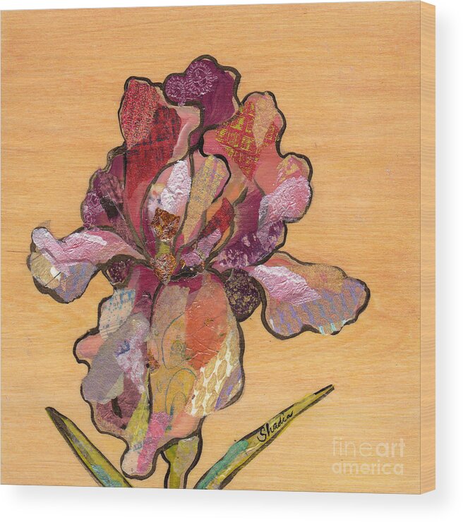Flower Wood Print featuring the painting Iris II - Series II by Shadia Derbyshire