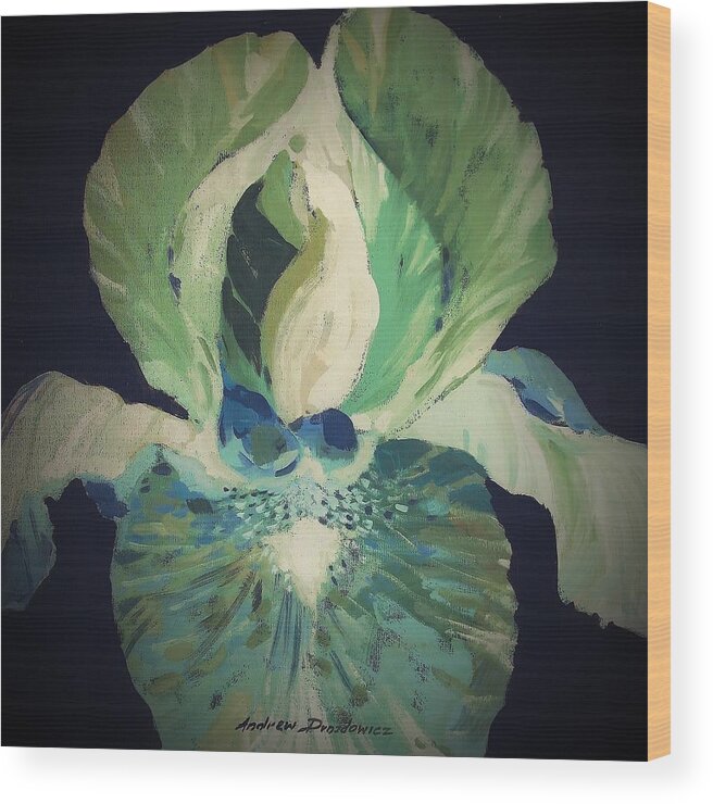 Iris Garden Flowers In Green Wood Print featuring the painting Irish Girl by Andrew Drozdowicz