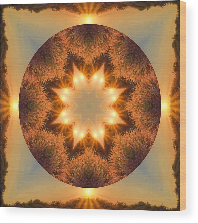 Mandala Wood Print featuring the photograph Island Beach Sunset Mandala by Beth Sawickie