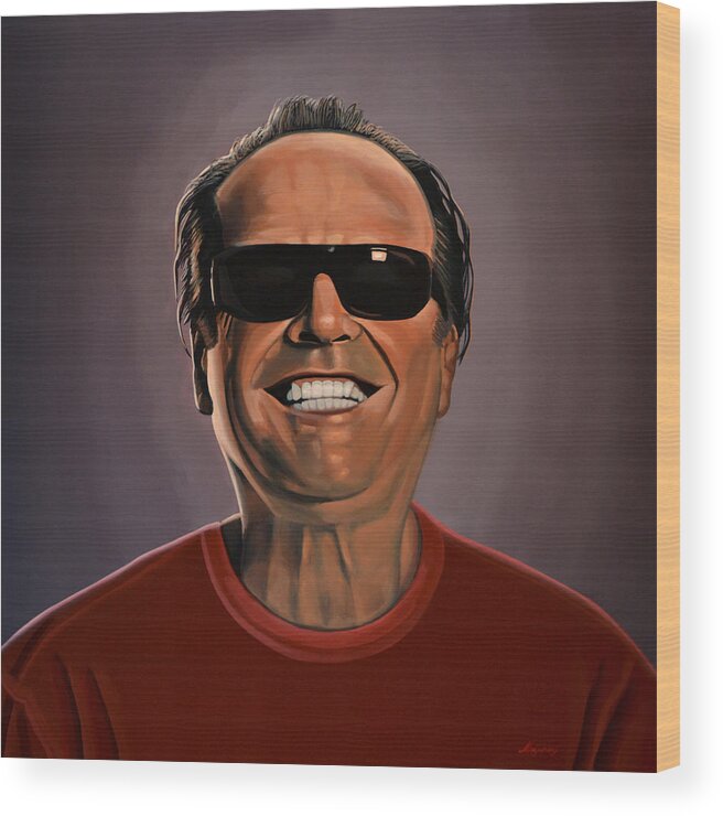 Jack Nicholson Wood Print featuring the painting Jack Nicholson 2 by Paul Meijering