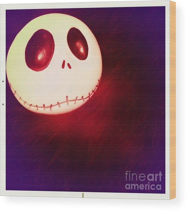 Jack Skellington Wood Print featuring the photograph Jack Skellington Glowing by Denise Railey